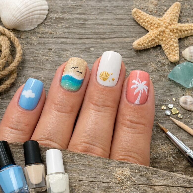 Easy Beach-Inspired Nail Art Ideas for Beginners